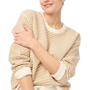J. Crew - Beige and Cream Preppy Striped Reversible Quilted Pullover Sz M